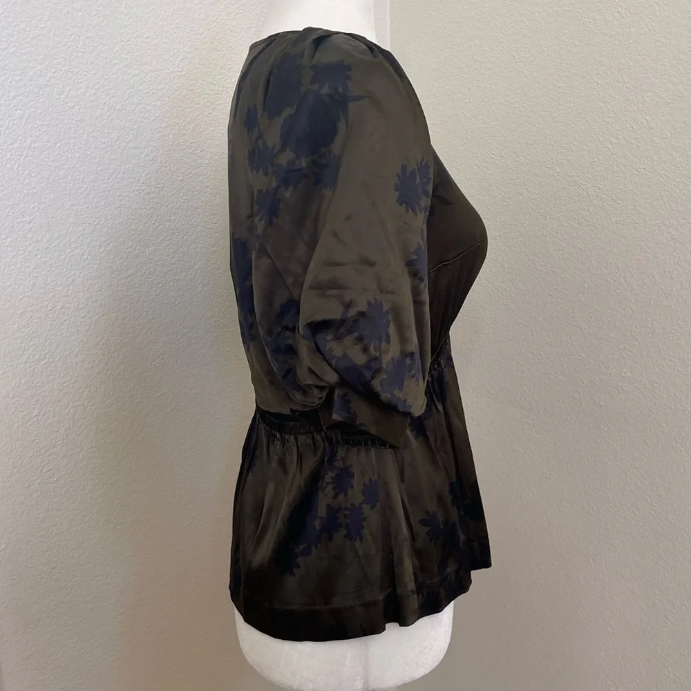 Madewell Shirred Puff-Sleeve Top in Satin XSmall